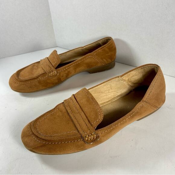 NATURALIZER brown suede slip on comfort penny loafer neutral casual career - Picture 1 of 10